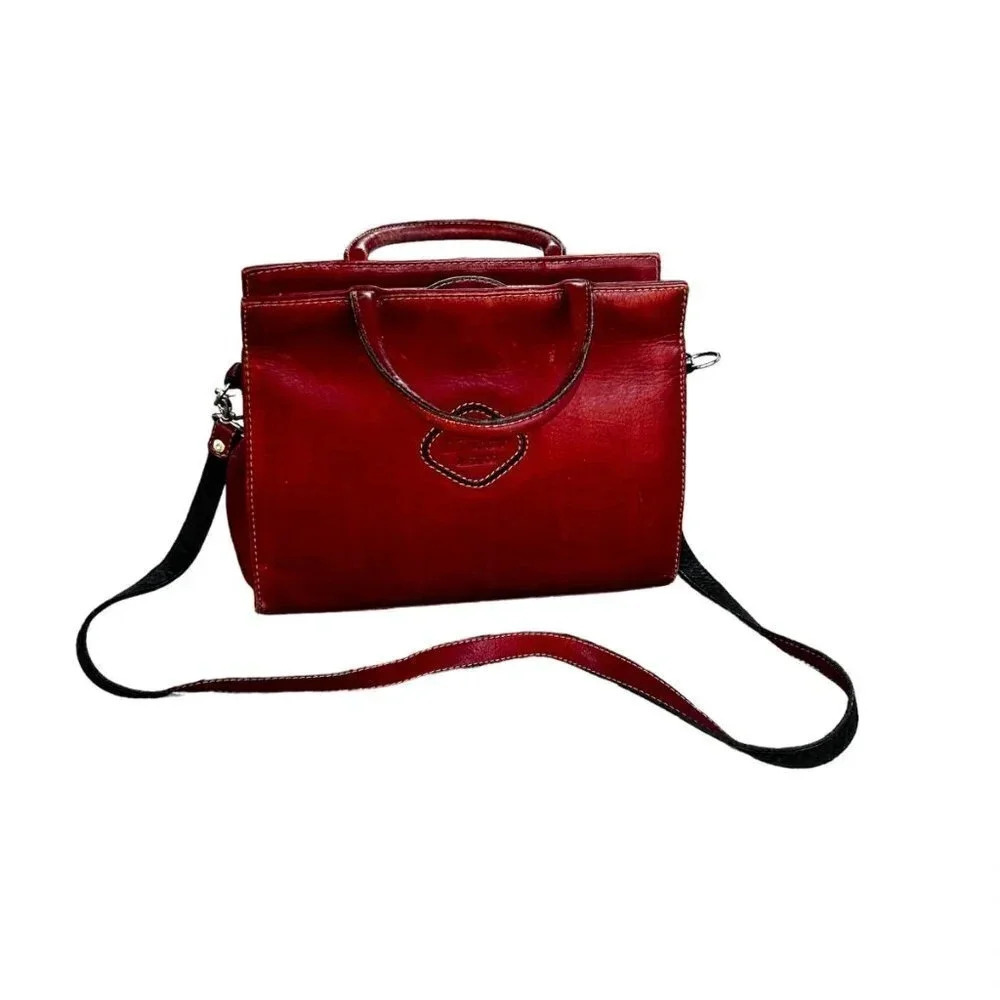 Moda D'Luciano Vintage Red Leather Handbag - Picture 3 of 10